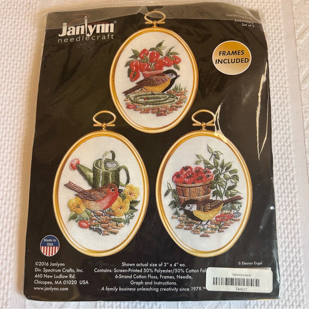 Janlynn Needlecraft Framed Bird Embroidery Set - Red, Green, Yellow